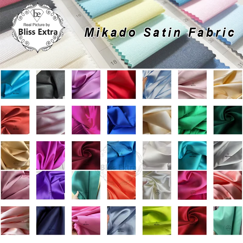 قسط الأبيض العاجي ميكادو نسيج الساتان لفستان الزفاف مصمم البدلة النسيج الذهب حك الساتان DIY بها بنفسك مواد الخياطة #4