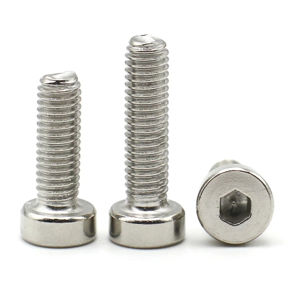 2/5/10/20pcs 304 Stainless Steel M2 M2.5 M3 M4 M5 M6 M8 M10 Hex Hexagon Socket Thin Short Low Cap Head Screws Bolt DIN7984