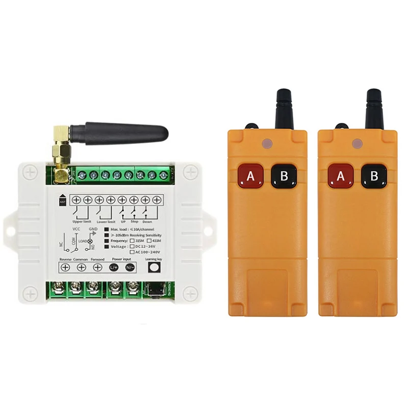 433MHz Universal Wireless Remote Control AC 110V 220V 2CH Relay Radio controller Receiver Module RF Switch & Gate Garage opener