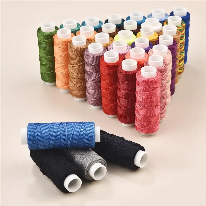 0.65mm Leather Waxed Thread Cord For DIY Handicraft Tools Hand Stitching Threads 25 Meters Round Waxed Sewing Line 32 Colors