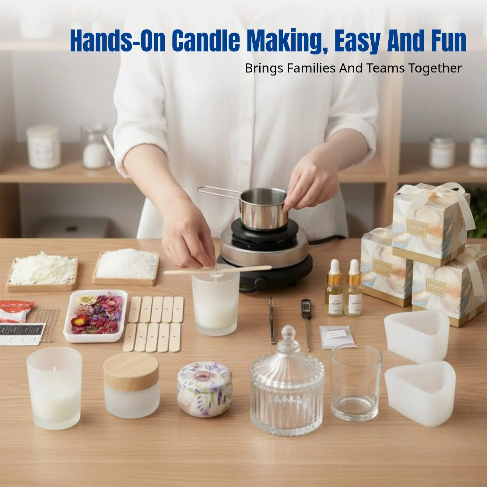 

Handmade Candle DIY Kit, Soy Wax, Glass Container, Gift Box, Team Building, Home Decor
