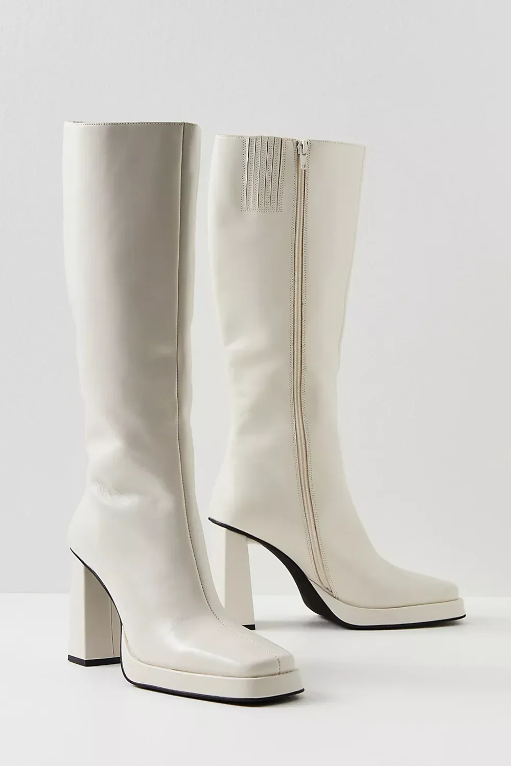 Botas hasta la rodilla con plataforma para mujer, botines con cremallera lateral, tacones altos, punta cuadrada, sexys, de lujo, recién llegados, zapatos modernos para chica
