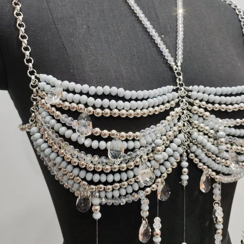 Y08C 調節可能なクリスタルビーズボディチェーンタッセルボディジュエリー取り外し可能なデザイン女性パーティーウェア重ね着アクセサリー