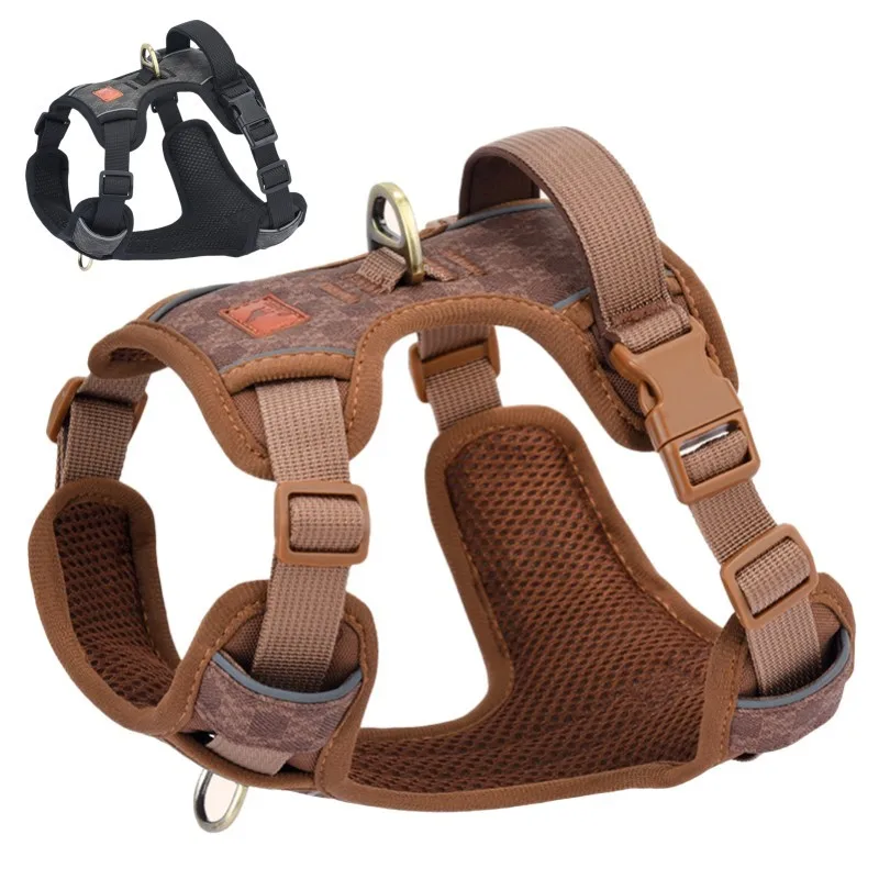 Hundegeschirr aus Leder, verstellbares Hundewestengeschirr, reflektierendes Haustiergeschirr, Chihuahua, französische Bulldogge, Corgi, Hundezubehör für den Außenbereich
