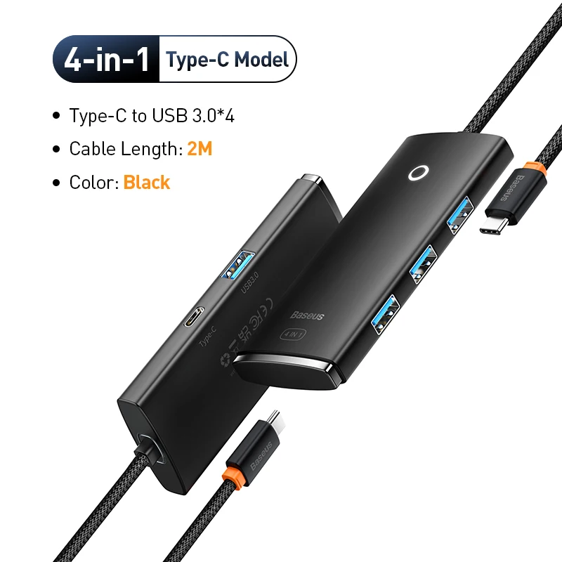 Baseus USB HUB 4 in 1 Uitbreiden Type C naar Multi USB 3.0 Adapter voor Computer Laptop Tablet Desktop PC Autolezer 5Gbps Splitter HUB