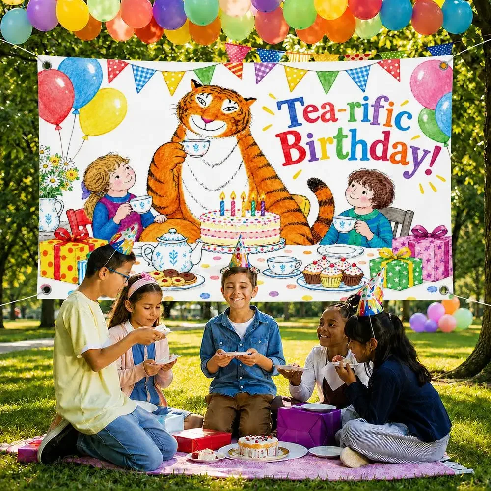 Art The Tiger Who Came to Tea Flags Yard Garden Decor Banner Indoor Outdoor Wall Hanging Flag Home Patio Wall Art Decoration