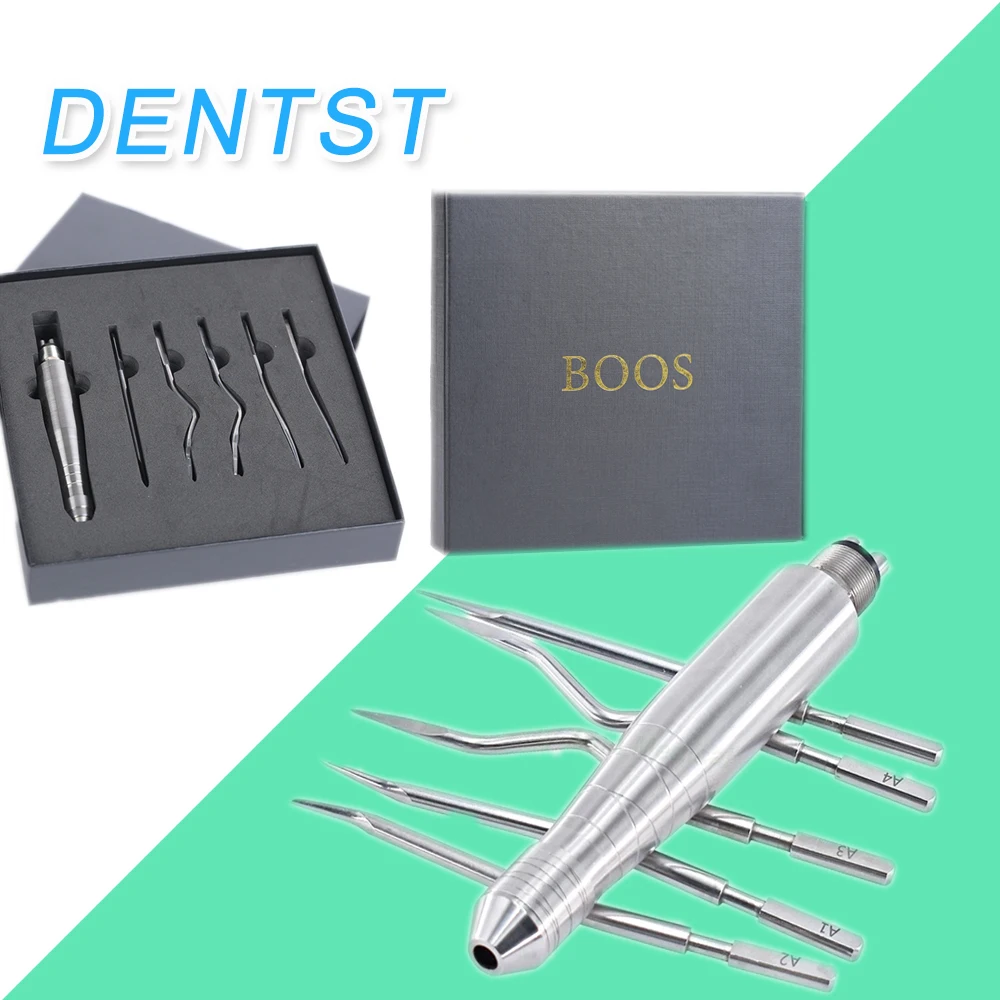 Dental Elevator Root Kit Teeth Extraction Tool 4Hole Pneumatic Forceps Painless Stright Curved Root Dentist Automatically