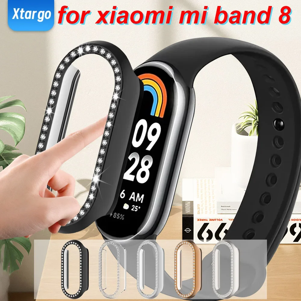 Diamond Case for Xiaomi Mi Band 8 Hollow PC Sports Watch Screen Protective Case Bumper Shell for MI Band 8 Watch Accessories