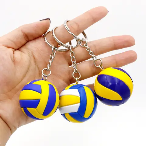 New Creative Mini 3D Volleyball Key Chain PU Leather Ball Bag Pendant Keyring Car Keychain Sports Souvenirs Gifts Keyring