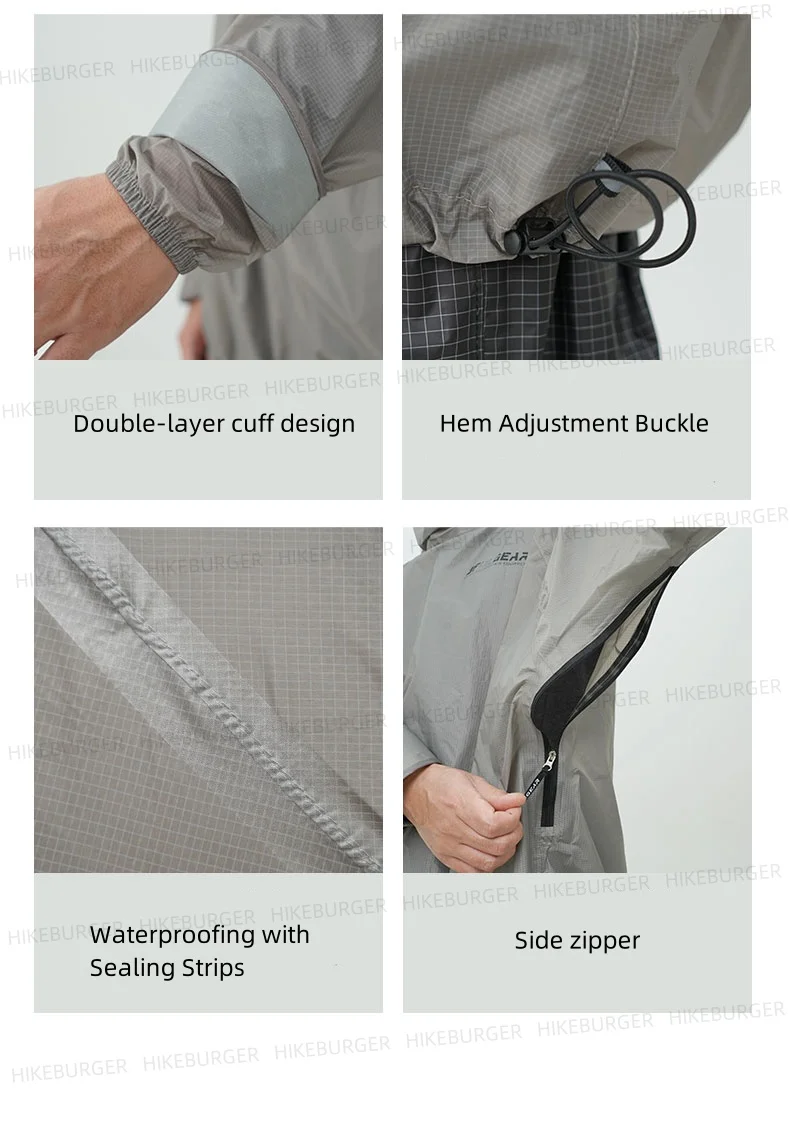 3F UL GEAR Qingsuo Regenjacke Outdoor Ultraleichter Regenponcho mit Reißverschluss Wander-Regenmantel Wasserdicht für Reisen und Bergsteigen – Detail 15