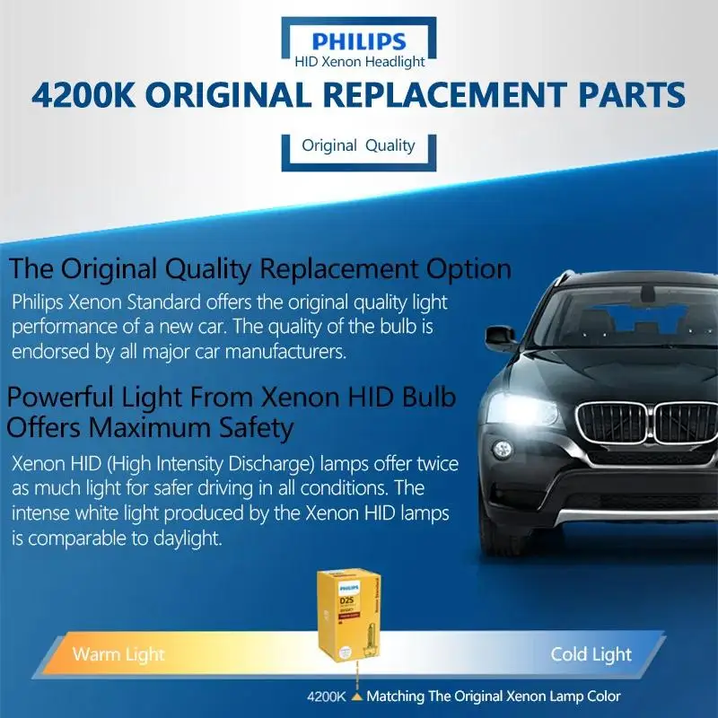 Philips D1S D2S D2R D3S D4S Xenon Standard 12V 35W Original XenStart HID Head Light Car Bulb Auto Genuine Lamp ECE Germany OSRAM