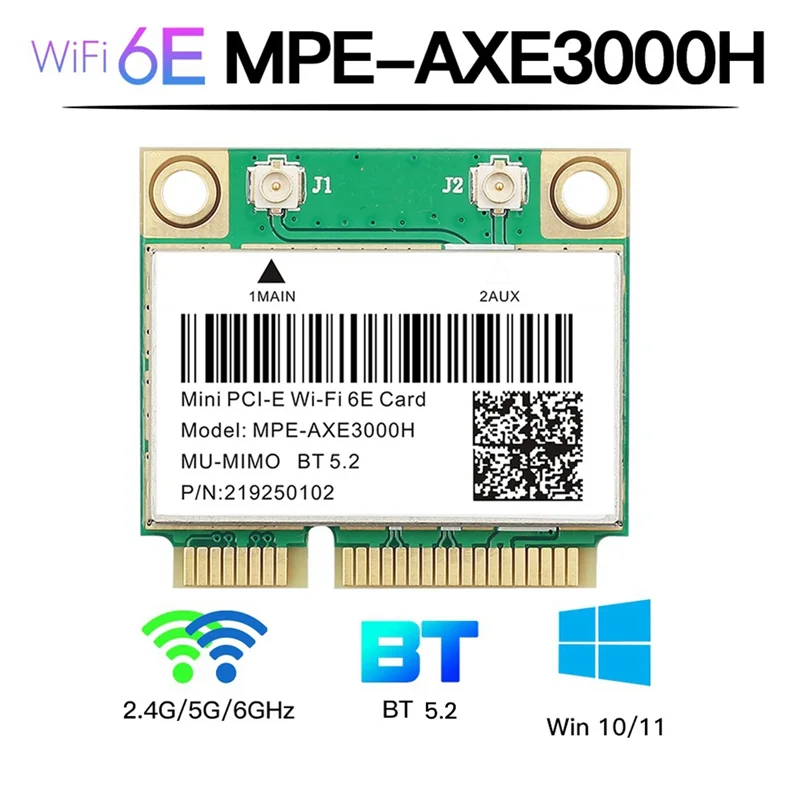 ATP-WiFi 6E AXE3000H Mini PCI E Wifi Card Bluetooth 5.2 AX210 Network Card 802.11AX/AC Wireless Adapter