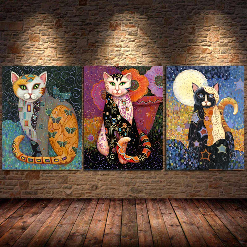 

Colorful Cat Poster Modern Living Room Bedroom Decor Wall Painting Sofa Wall Painting Frameless Mural