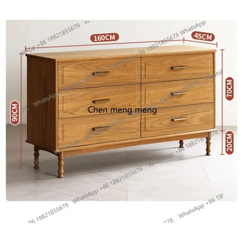 F150 Medieval Burmese teak six-chest cabinet, all solid wood, bedroom storage against the wall, living room locker