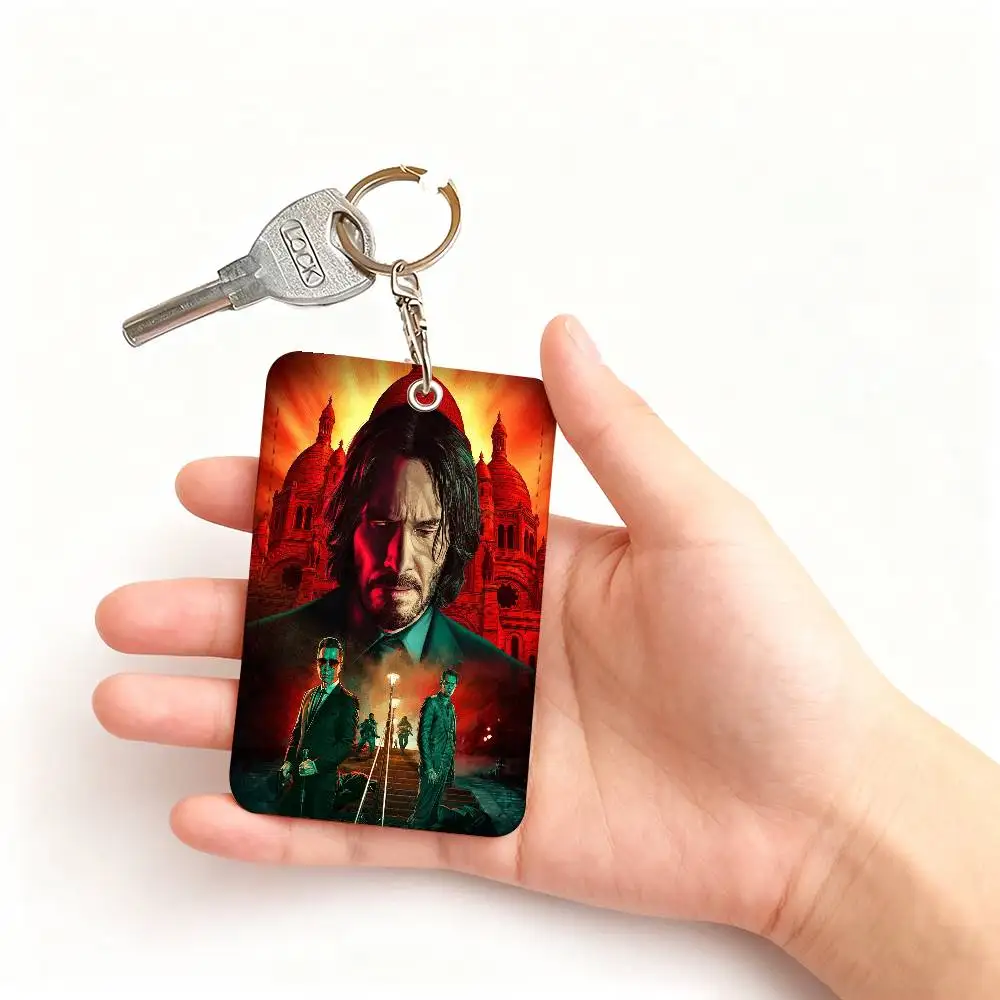Classic Movie John Wick Quote 1 Card Holder, Leather Card Storage Box, Key Chain, Access Tag Holder, ID Card Holder, Key Chain