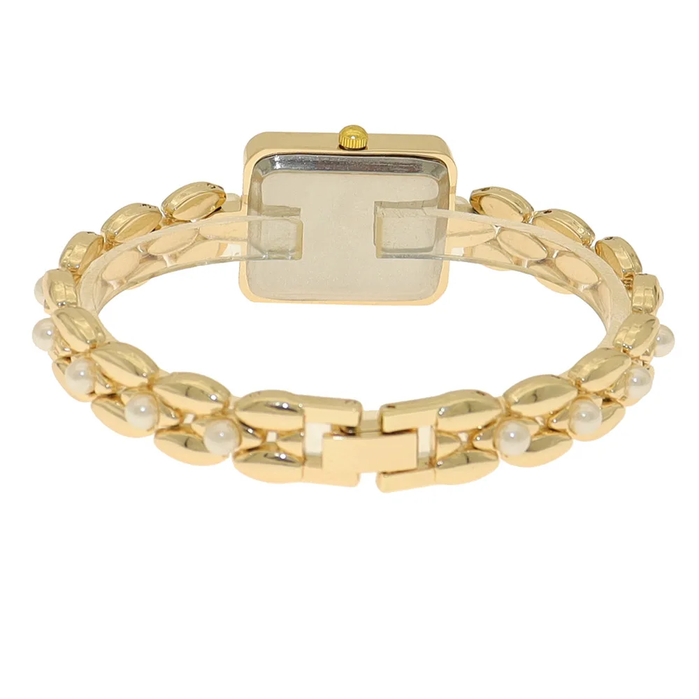 Популярные женские часы, деловые роскошные женские модные кварцевые часы, простые весы, квадратные качественные позолоченные часы из нержавеющей стали