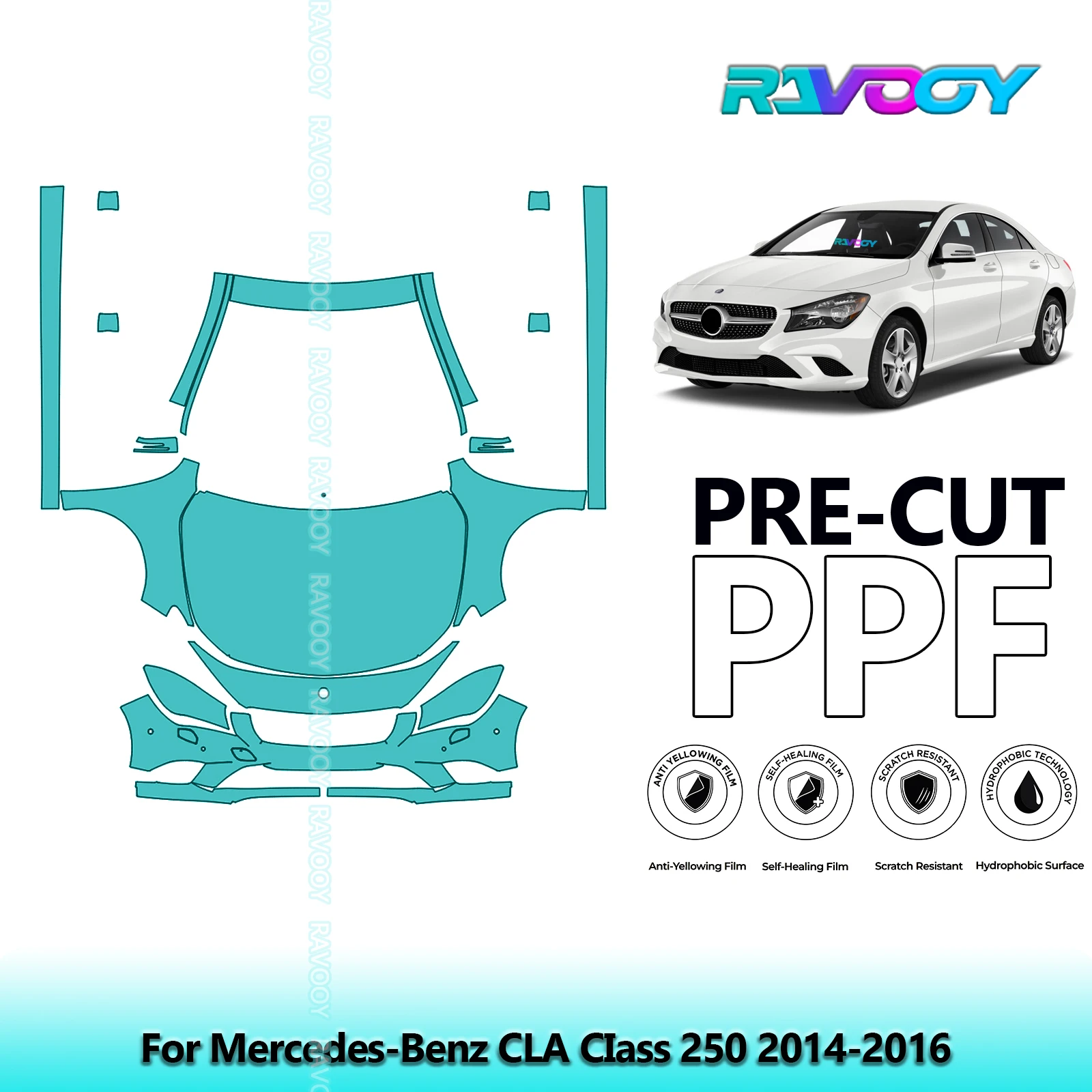 

Front Kit+Rockers Clear Bra Precut PPF Paint Protection Film For Mercedes-Benz CLA CIass 250 2014-2016
