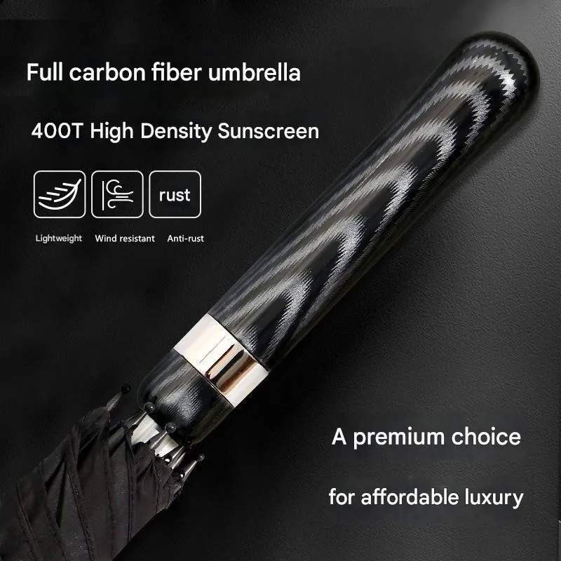 Luxurious Ultra-light Carbon Fiber Frame Straight Handle Umbrella 400T High-density Fabric Rainproof Sunproof Business Umbrella