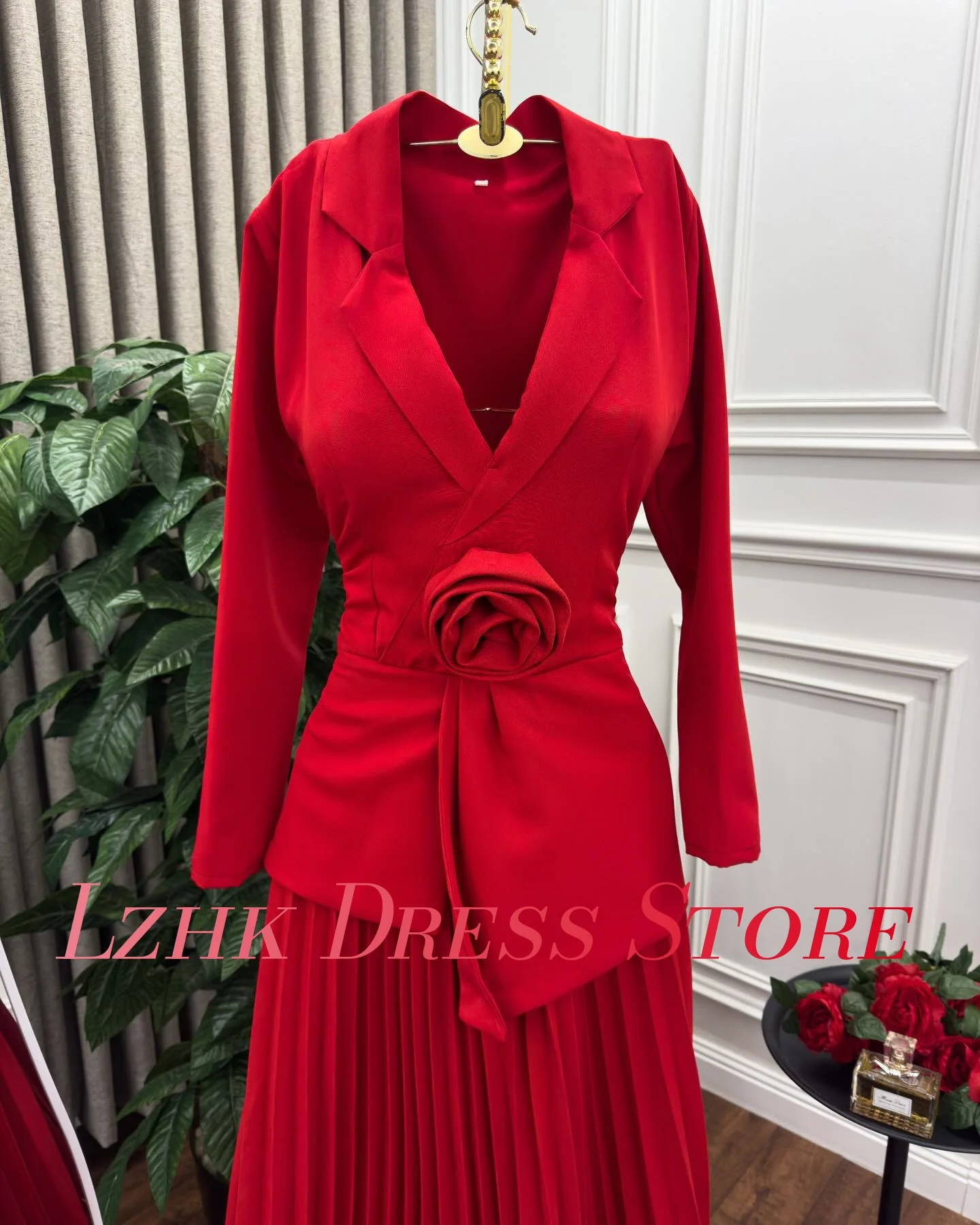 تخصيص الرسمي جيرسي ألف خط 3D الزهور مساء اللباس موضة جديدة طويلة الأكمام الخامس الرقبة الطابق طول Fساتين Sheret