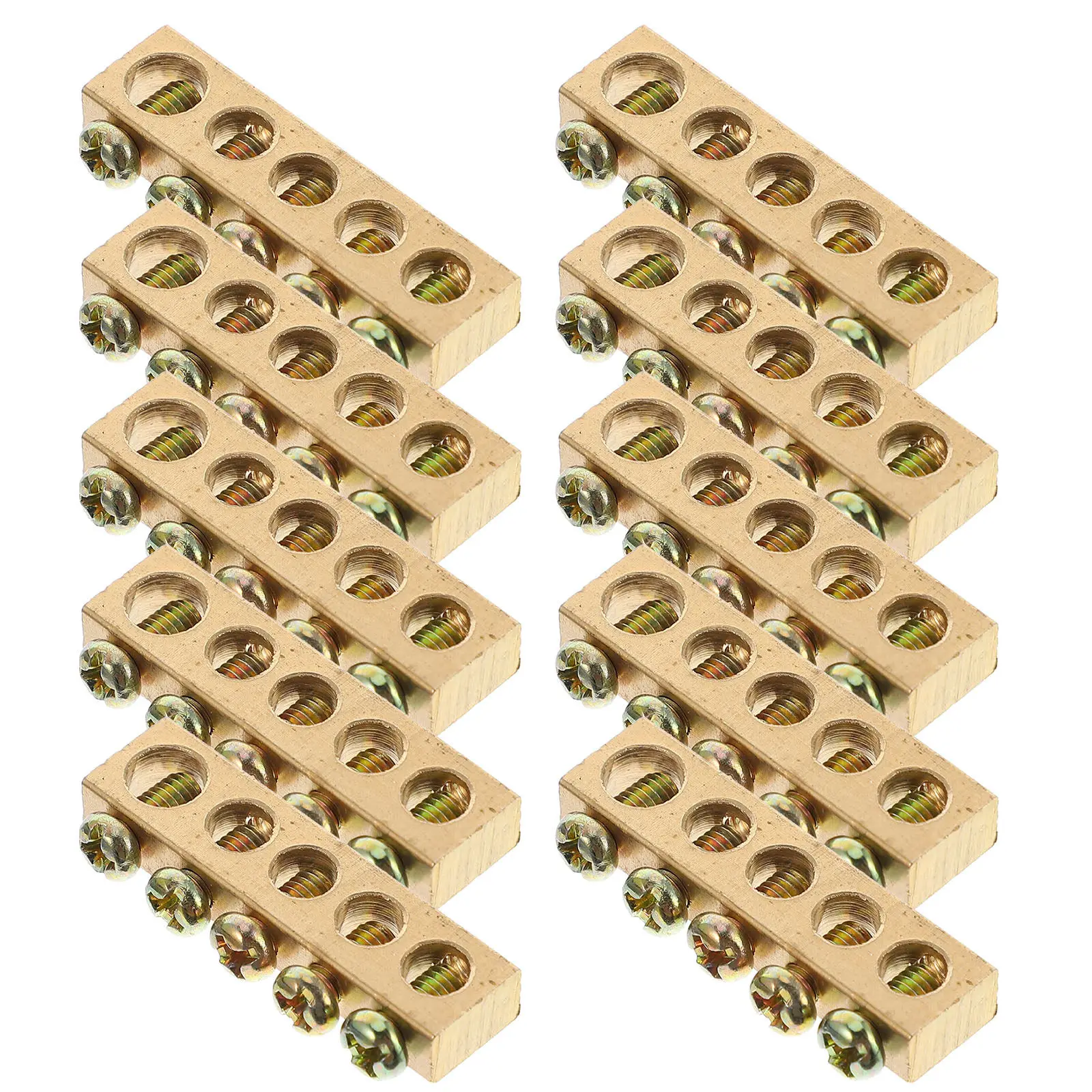10Pcs High-Strength Copper Ground Neutral Bar 5-Hole Insulated Electrical Terminal Block for Load Center Expansion Distribution