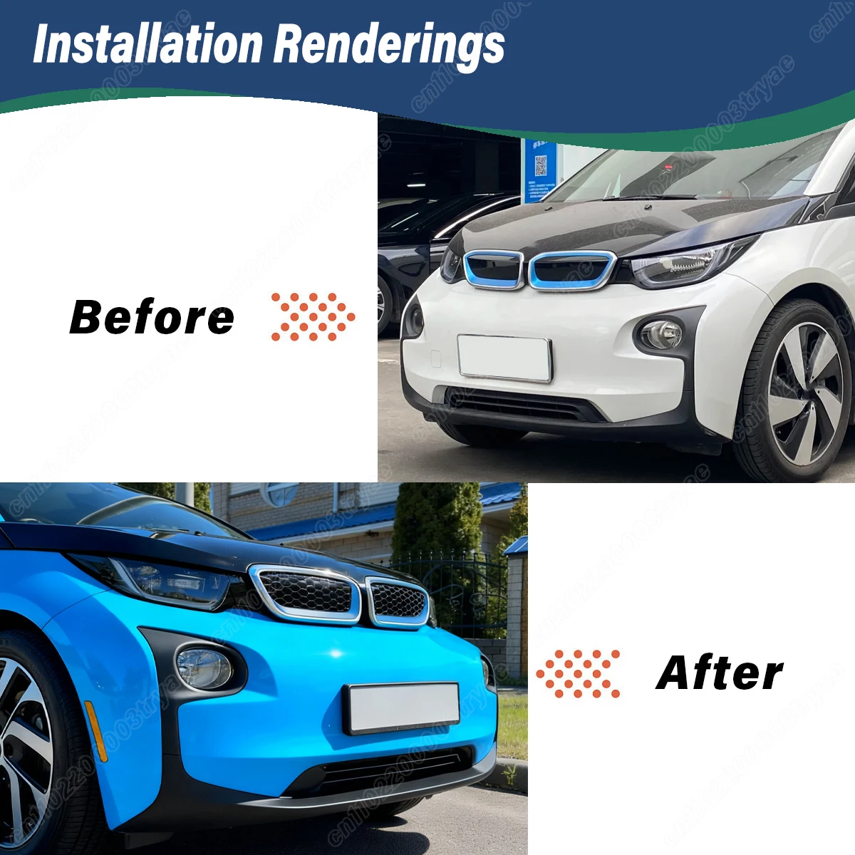 For BMW I3 I01 LCI 2013 2014 2015 2016 2017 2018 2019 2020 2021 Car Front Bumper Radiator Kidney Grille Cover Body Modification