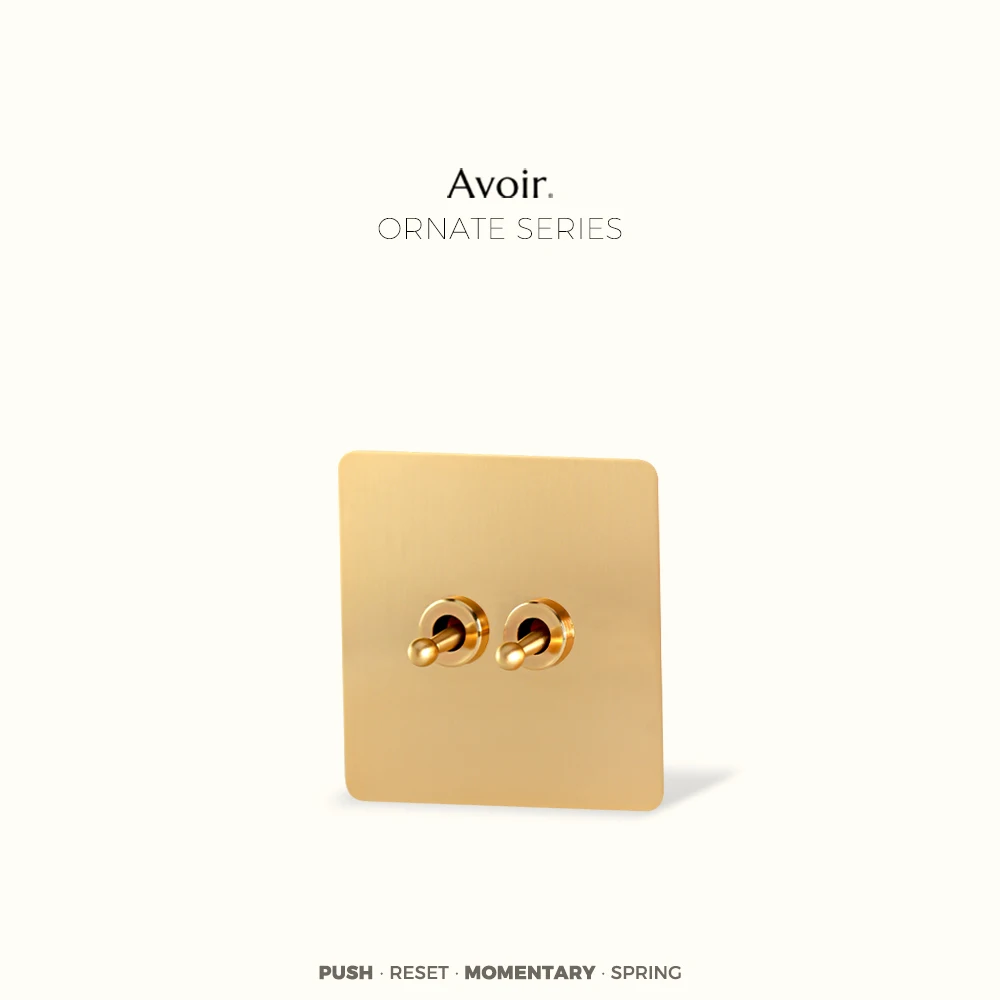 Avoir Gold Wall Outlet With Usb Charge 86 Type FR EU Retro Push Button Momentary Switch For The House Reset Switches Wall Panel