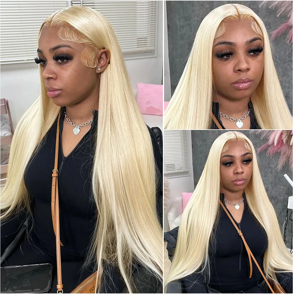 Hd Transparent 613 Blonde Straight 13x4 13x6 Lace Front Human Hair Wigs 30 Inch Brazilian Lace Frontal Wig For Women 200 Density