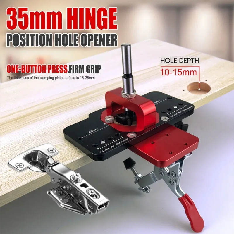 35Mm hinge hole opener, cabinet door panel hinge punching positioner, woodworking cabinet door installation drilling aids