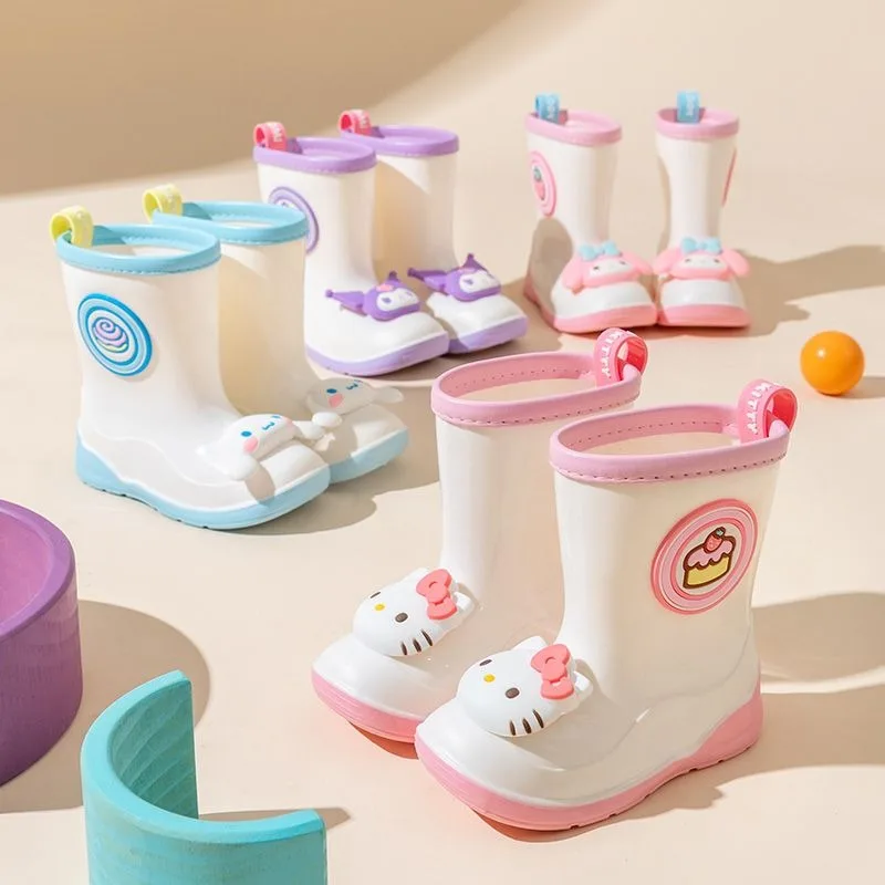 

Hello Kitty Cinnamoroll Anime Kawaii Sanrio Children Rain Shoes Cute Cartoon Baby Waterproof Casual Boots Gifts for Kids