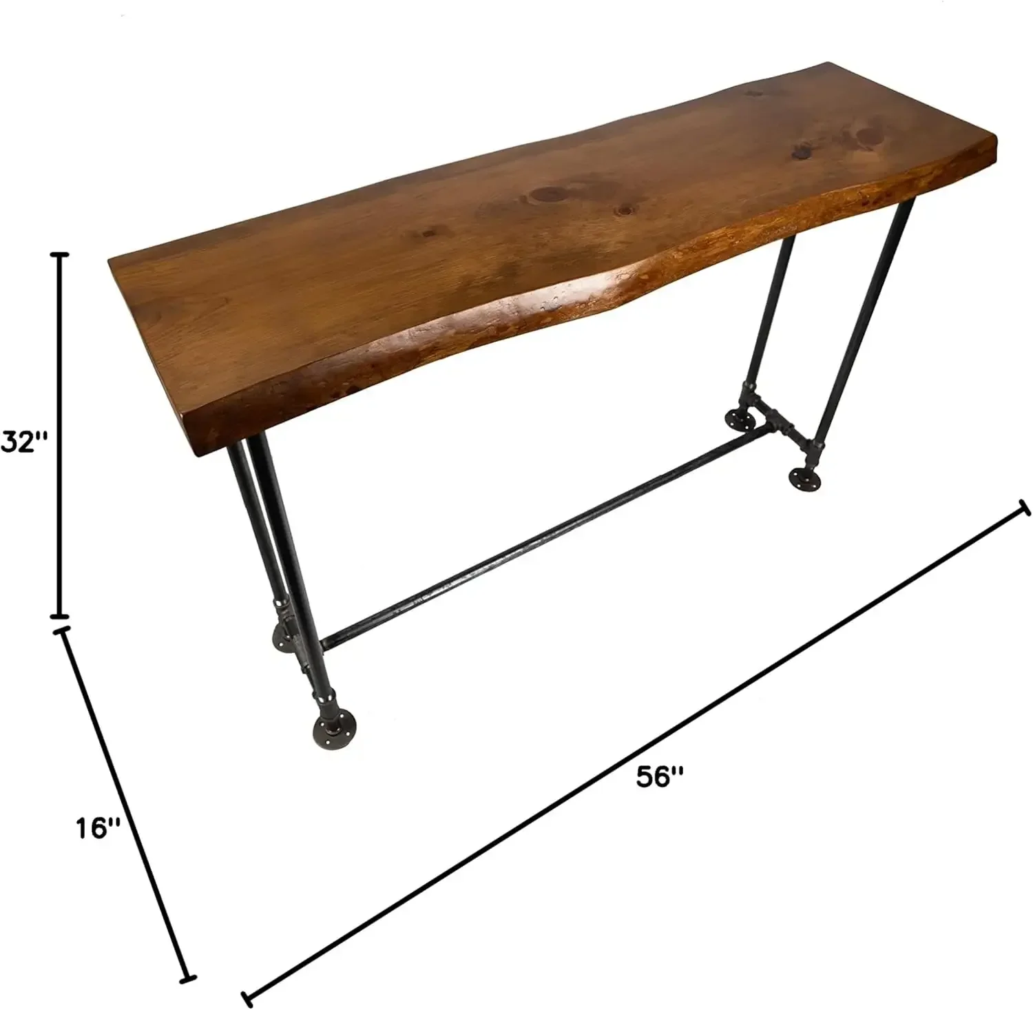 [¡Nueva llegada, precio con descuento! ]Mesa de sofá de tubo industrial - Mesa consola Live Edge para entrada o detrás del sofá - (Honey Pine)
