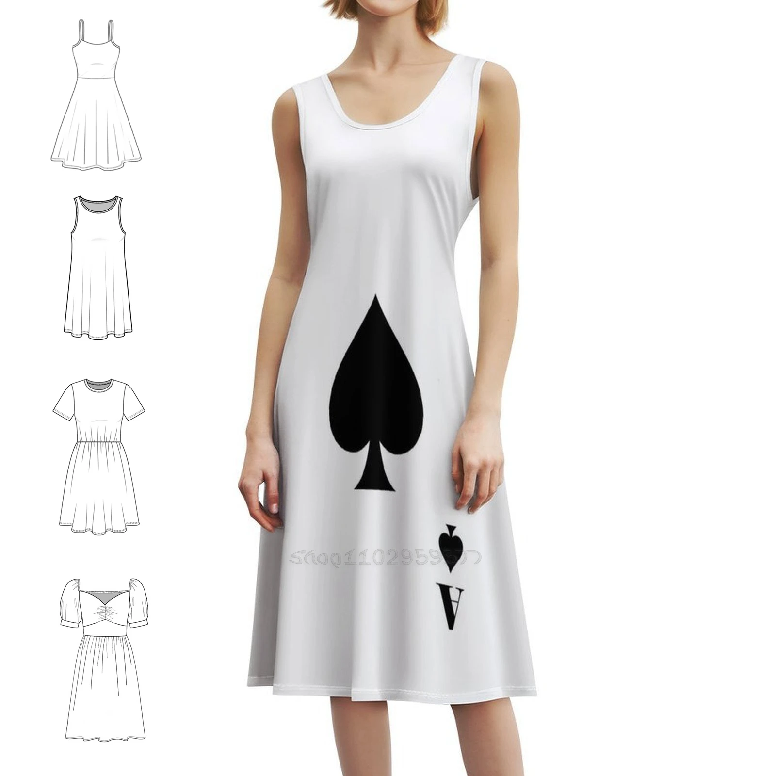 

T Shirt And Accessories Vintage Bohemian Dress Puff Sleeve Or Sleeveless Options For Women Dress Ace Spades Destiny Destiny 2