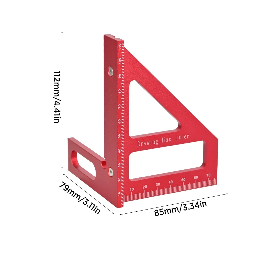 Imagem -04 - Woodworking Square Protractor Alumínio Alloy Miter Triangle Ruler Precision 45 90 ° Angle Measuring Tool For Carpenters Engineers