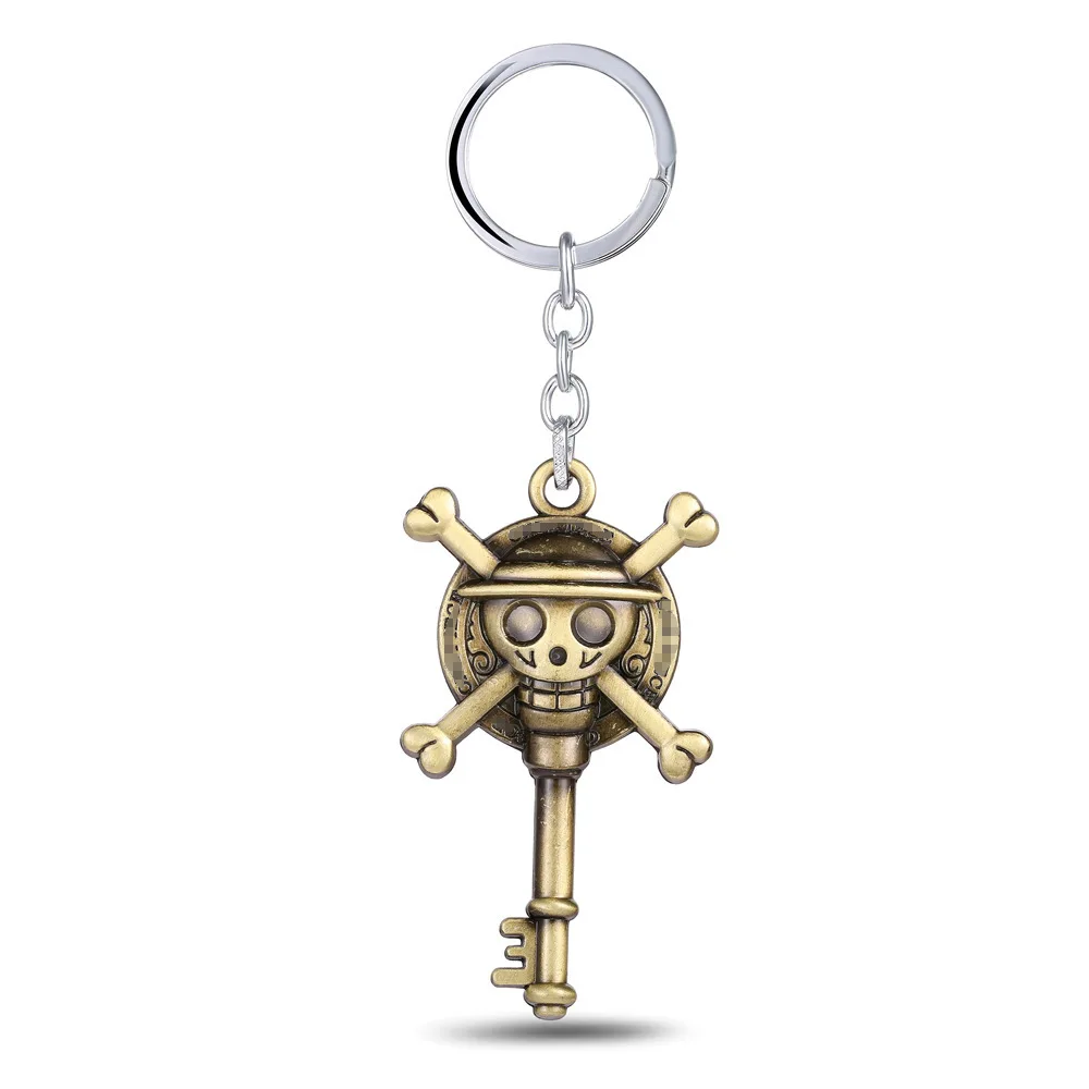 Anime One Piece Straw Hat Pirates Logo Keychain Thousand Sunny Luffy Zoro Ace Nami Sanji Key Rings Pendant Car Key Holder Figure