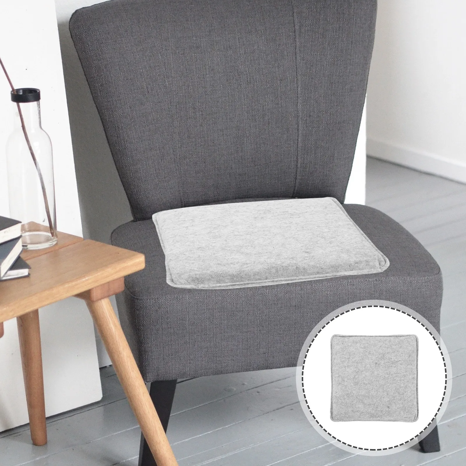Needle Felting Chair Cushion Felt Seat Pad Ergonomic Height for Knee Angle Support Non-Slip Office Desk Car Train Airplane