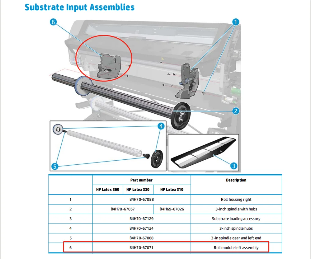 B4H70-67071 Left  Roll Housing For Latex 310 330 360 370 365 375 110 115 315 Used Plotter Parts POJAN