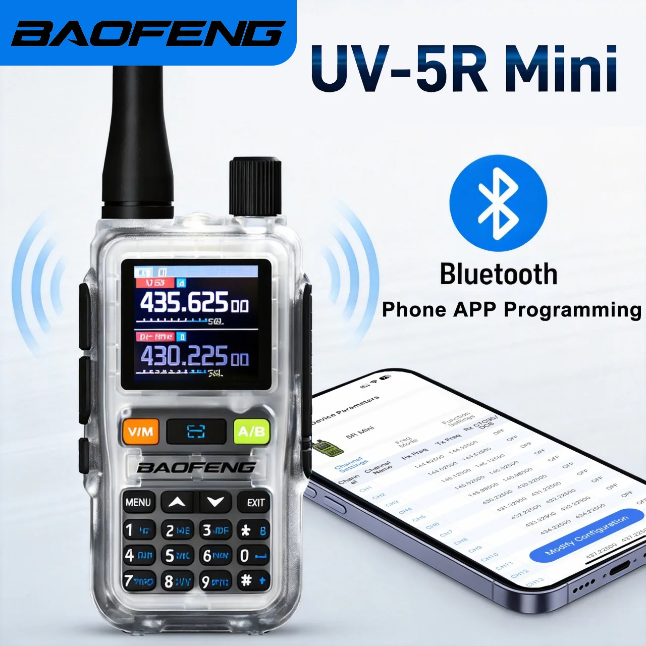 BAOFENG UV-5R Mini Walkie Talkie Multi Band Air Band Bluetoo