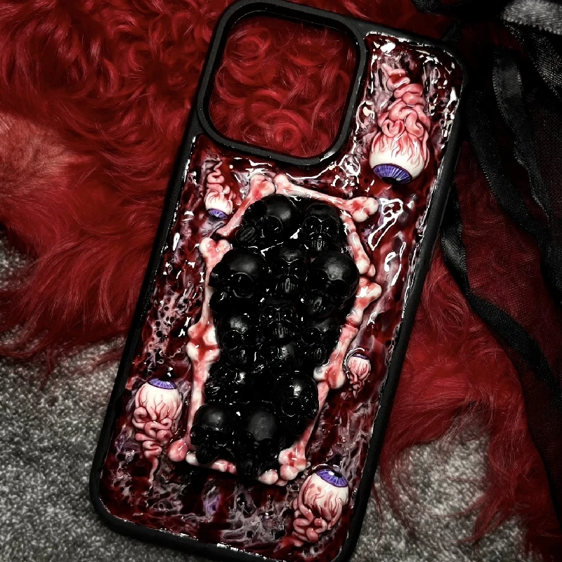 4077 Original 3D Handmade Mobile Phone Case Cthulhu Eye Skull Dark Gothic Art Horror Punk Style Custom Christmas Halloween Gift