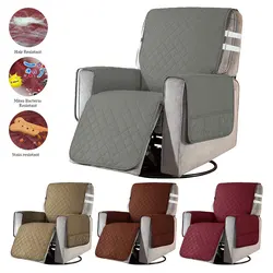 Recliner Chair Sofa Cover Polyester Fiber Couch Furniture Protector with Side Pocket Anti Slip Armchair Cover Washable Chair Mat