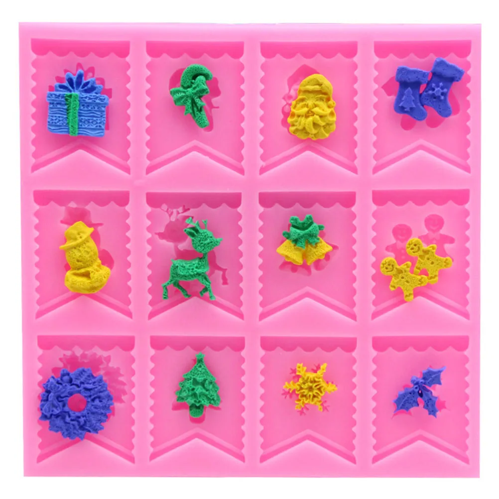 

Christmas Silicone Fondant Molds Silicone Fondant Mold Cake Baking Diy Chocolate Candy Ice Cube Microwave Safe Non-Stick