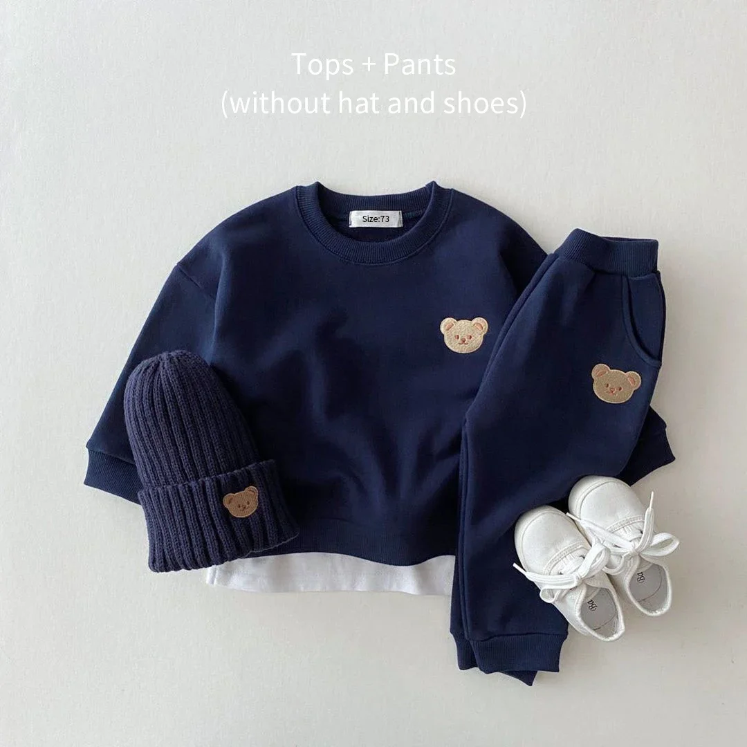 New Fashion Toddler Baby Boys Girl Fall Clothes Sets Baby Girl Clothing Set Kids Sports Bear Sweatshirt Pants 2pcs Suits Outfits