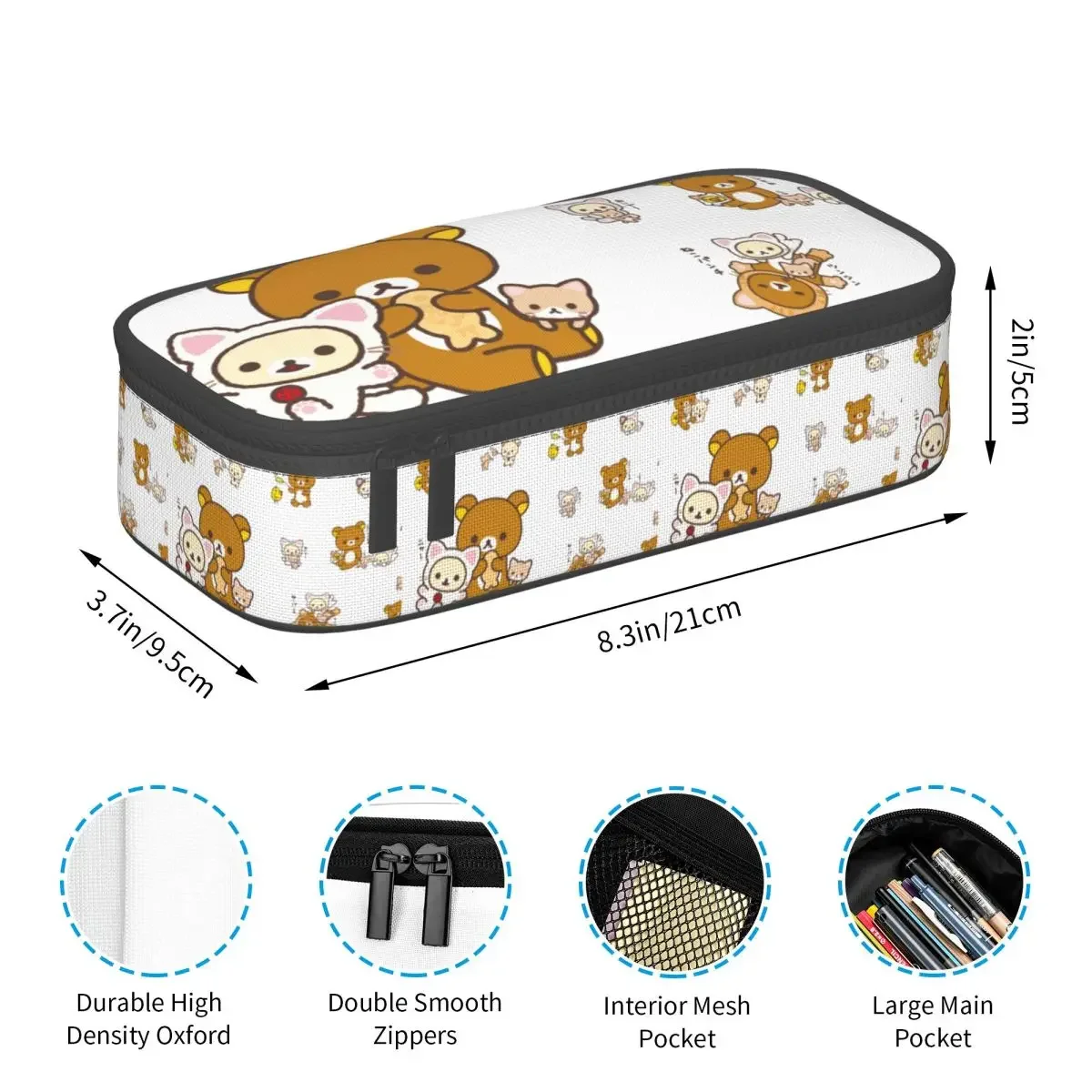 Rilakkuma Sakura Pencil Case for Boys Girls School Pen Box Pencil Bag Stationery Supplies Pen Holder Bag