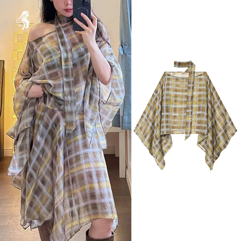 

Fashionable Womens Plaid Scarf Cape Oversized Loose And Soft Stylish And Versatile Perfect For Everyday Commuting Outfits