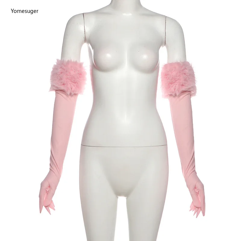 Yomesugar مجموعة حفلات عيد الميلاد مثير فروي المرقعة حمالة غير النظامية Cinched الخصر تانك القمم وأكمام طويلة عطلة وتتسابق #5