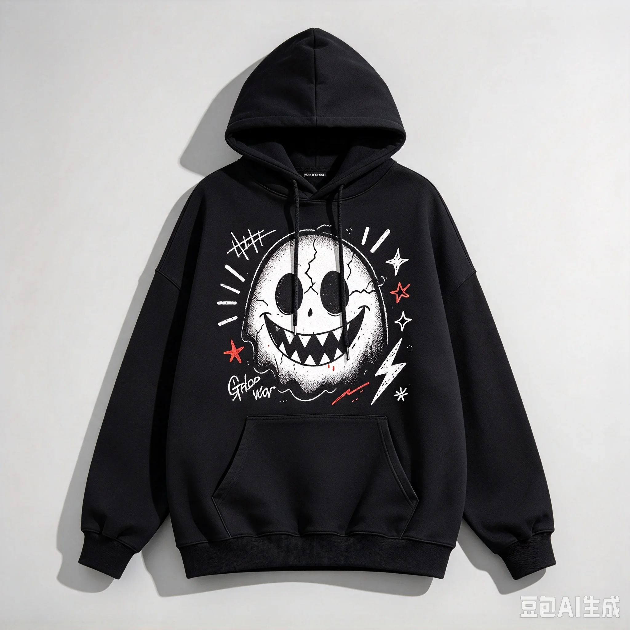 Ghost Face Graphic Hoodie Unisex Streetwear Vintage Spooky Cartoon Print Oversize Hooded Sweatshirt Men Women Casual Pullover To
