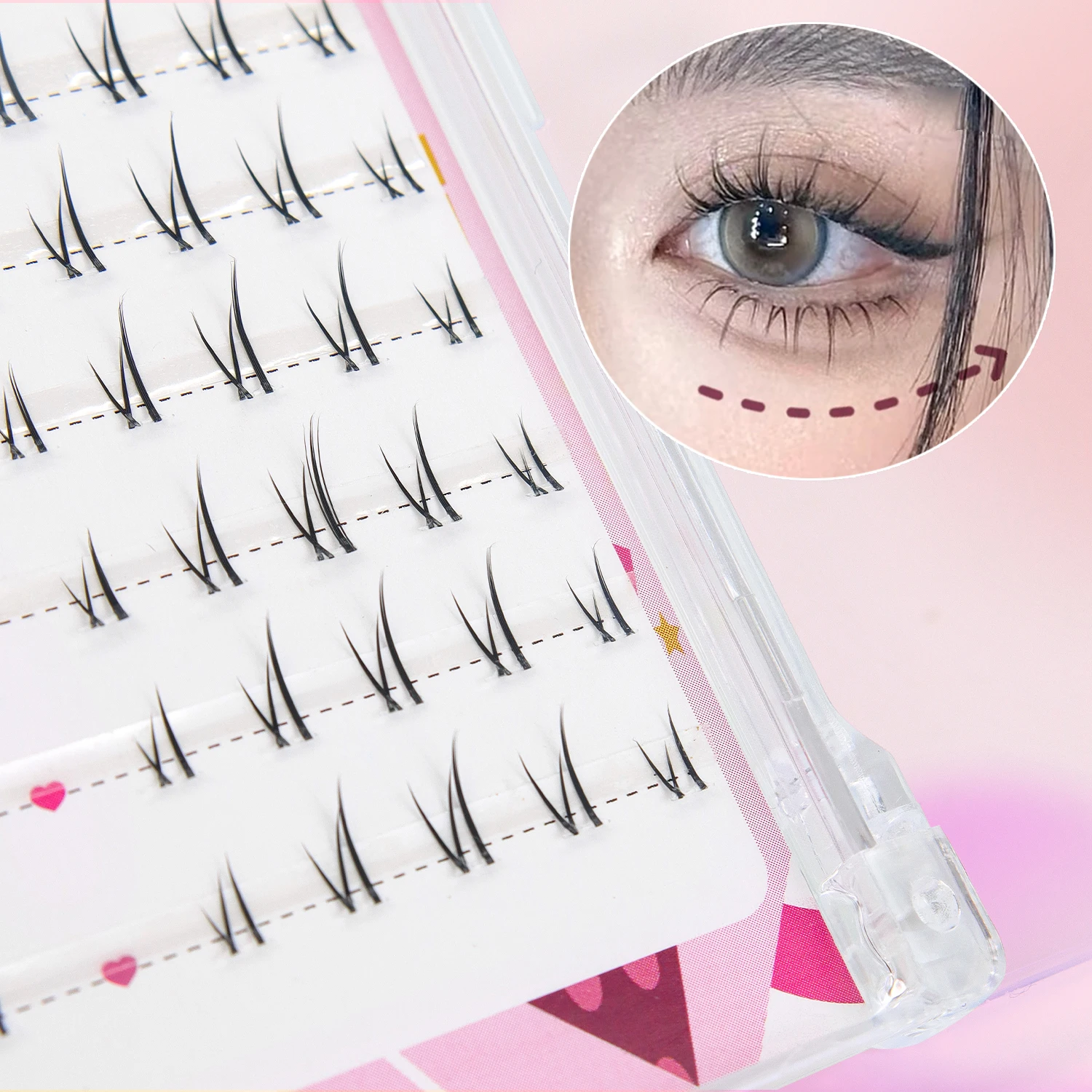 100 قطعة مجموعات الرموش الطبيعية مع مرآة نمط الرموش السفلية للمبتدئين ودية مجزأة الرموش الصناعية #5