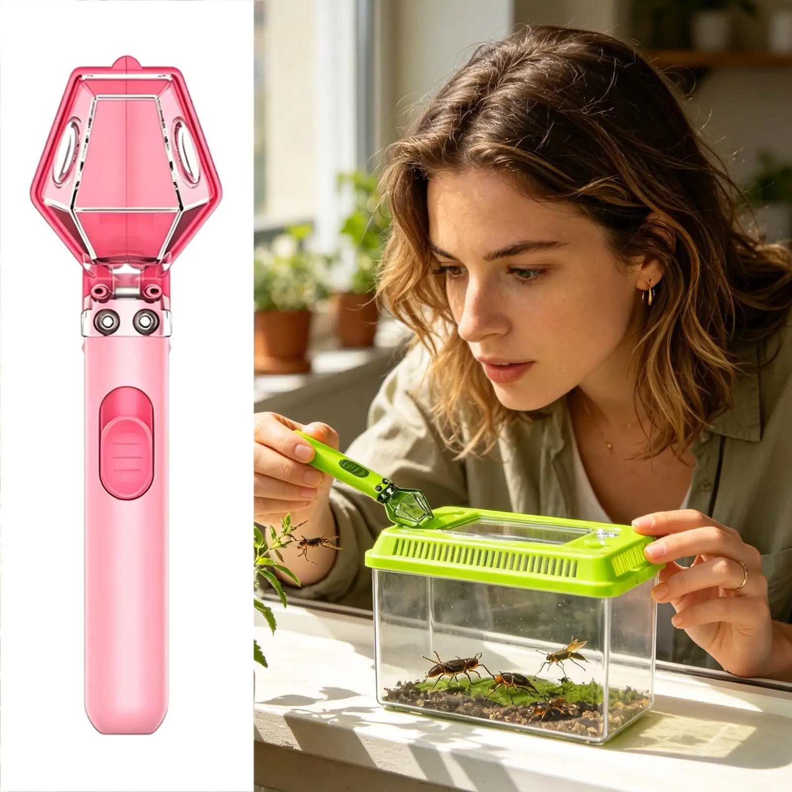 Handheld Insect Catcher Tool Portable Fly Catcher Bug Grabber Spider Catcher Insect Trap for Home Kitchen Kids Learning Tool ﻿