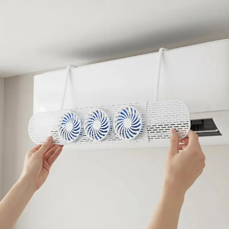 Air Conditioner Wind Deflector 3 Built In Fans Anti Direct Blow No Installation For Home Office Bedroom Use