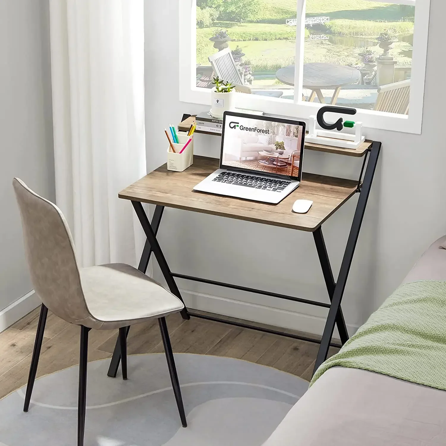 

Folding Table No Assembly Required 2-tier Small Computer Desk Folding Table For Small Spaces New