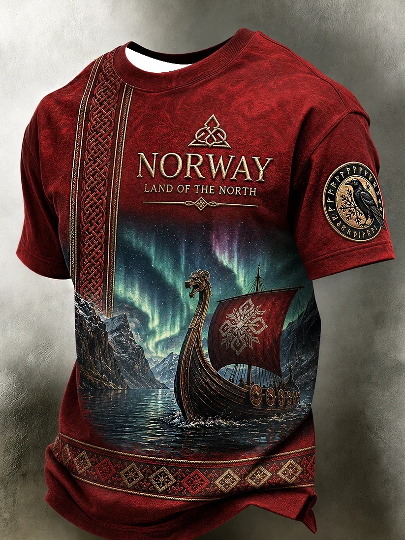 2027 Summer Outdoor Men's Football Training Shirt in Viking Style 3D Print Pattern Breathable Sports T-Shirt for Family Use Top