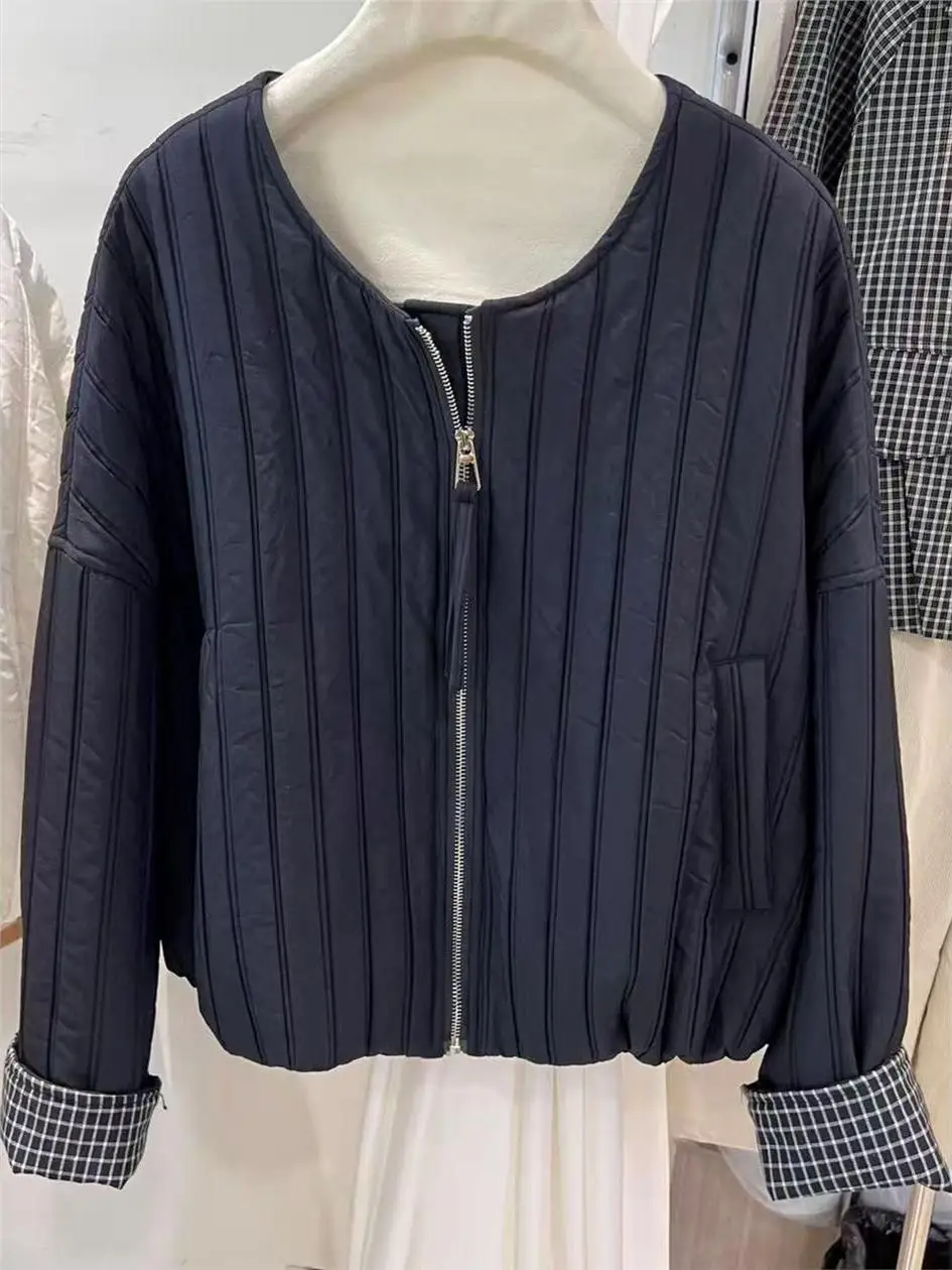 

Slimming Loose Fit Cotton Jacket Women's Style round Neck Casual Fashion Autumn New Arrival Lightweight Versatile Top